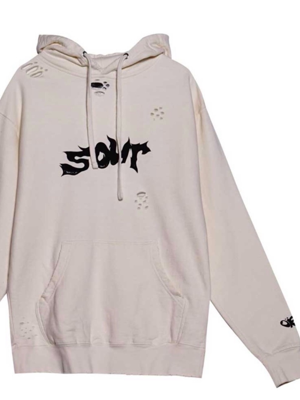 Olivia Rodrigo sour distressed hoodie official band tour merch size medium ivory